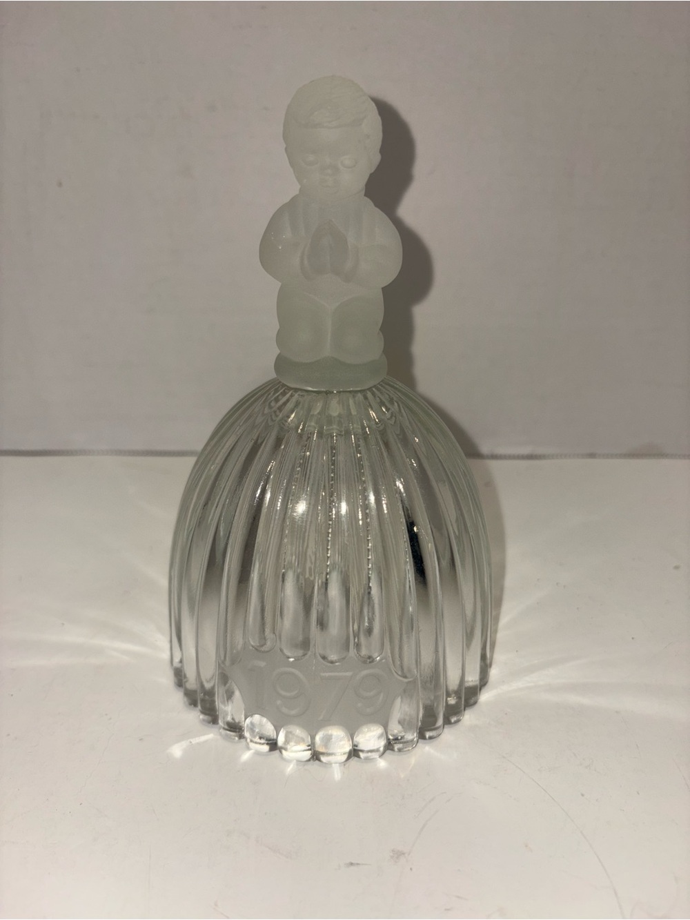 Praying Child Glass Bell - Clear - Vintage 1979